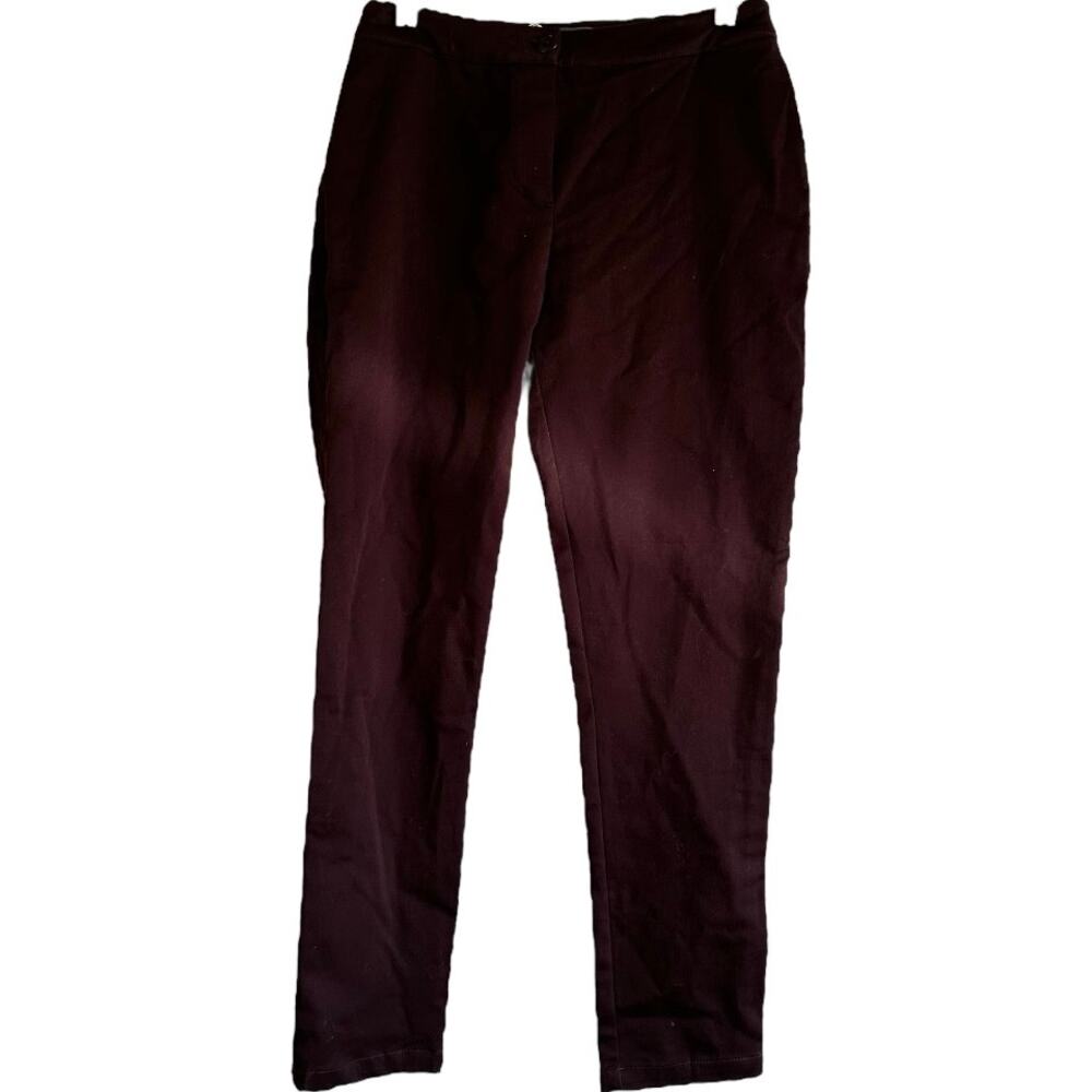 Cotelac Pants Skinny Trouser Ankle Career Preppy Zip Fly Cotton Brown NWOT M/L